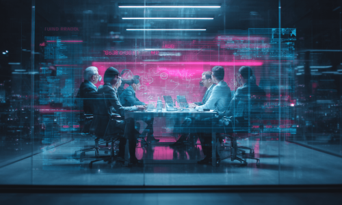 Führungsteam prüft KI-Tool-Compliance in einem War-Room mit visuellen Hinweisen auf Datenschutz, Security und Audit.
Untertitel: Der Prüfpfad, bevor KI-Tools skalieren.